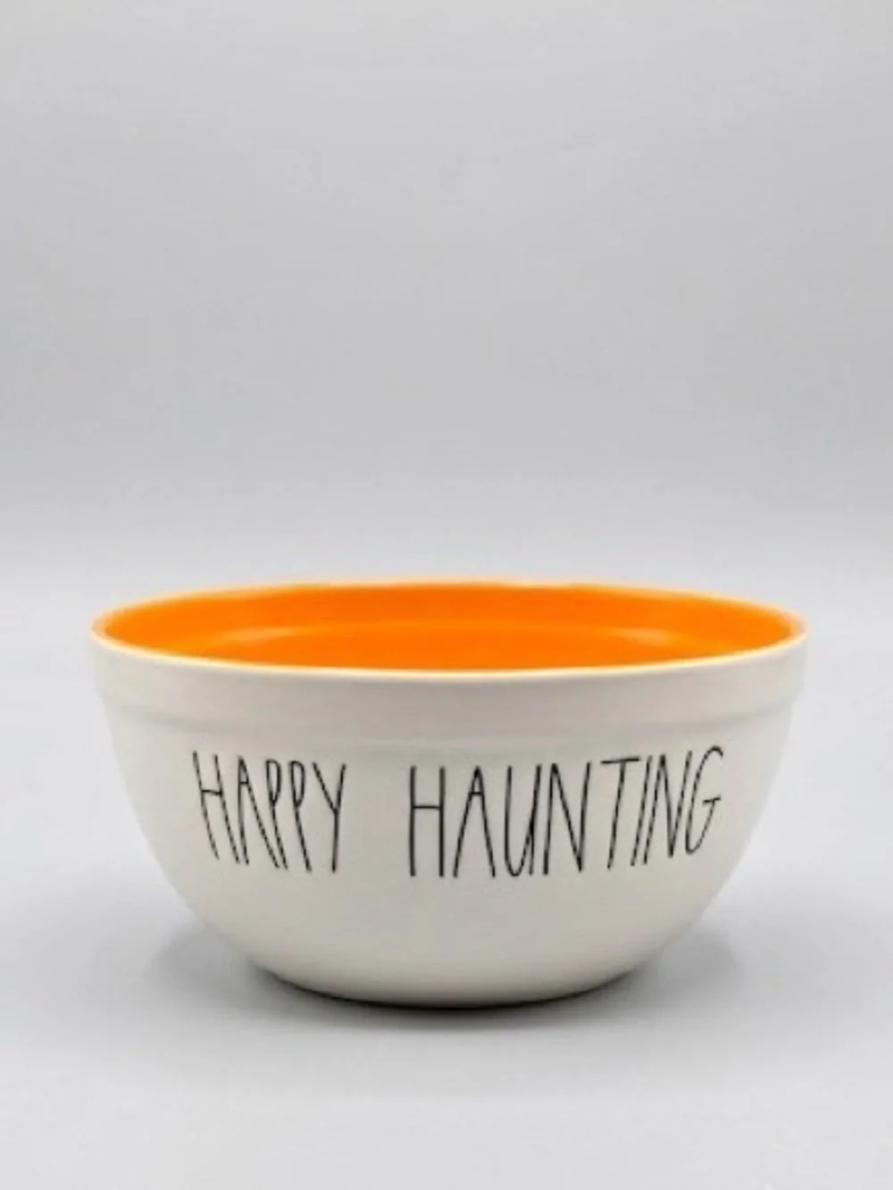 Rae Dunn Happy Haunting Halloween Large Mixing Serving Bowl White Orange 10x5